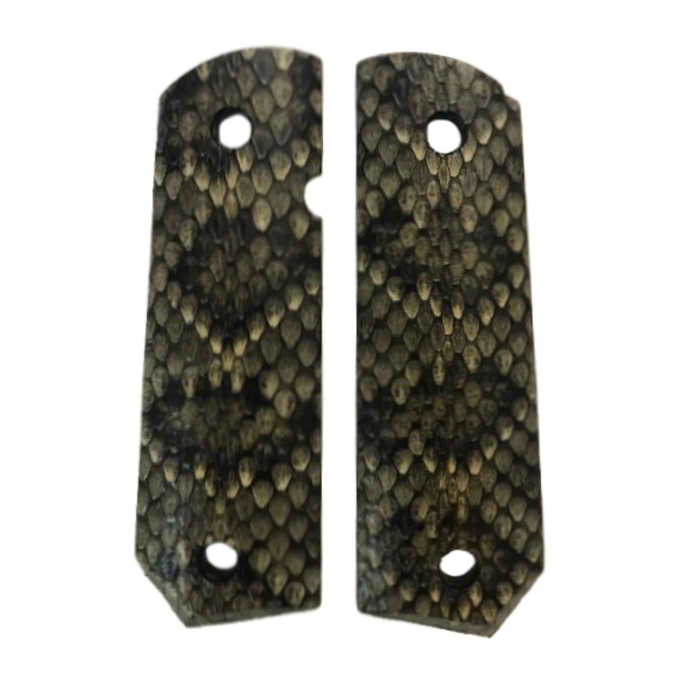 1911 Full size grips - Genuine Rattle Snake Skin - Bobtail Bottom 116deg