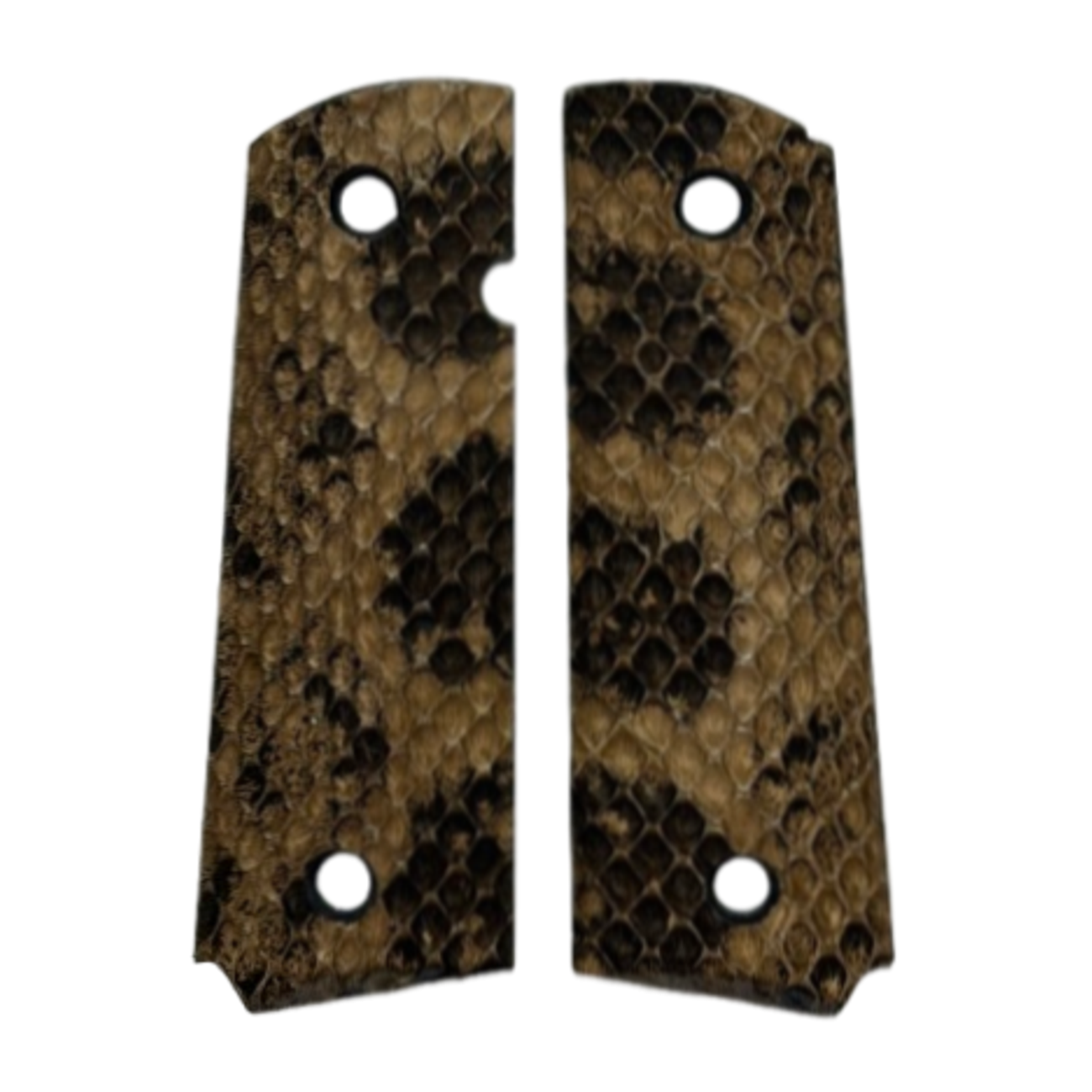 1911 Full size grips - Genuine Anaconda Snake Skin - Beveled Bottom - (Brown)