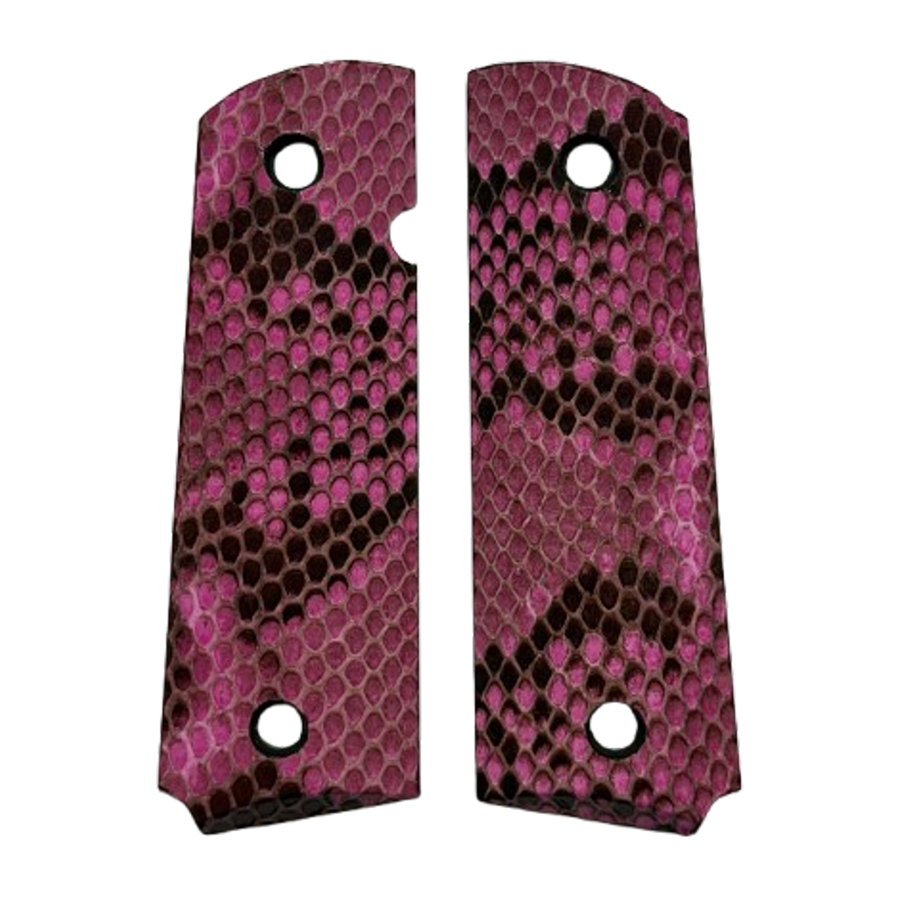 1911 Full size grips - Genuine Python Snake Skin - Beveled Bottom - (Pink)