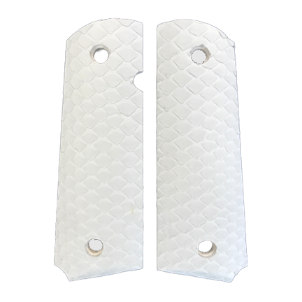 1911 Full size grips - Genuine Python Snake Skin - Beveled Bottom - (White)