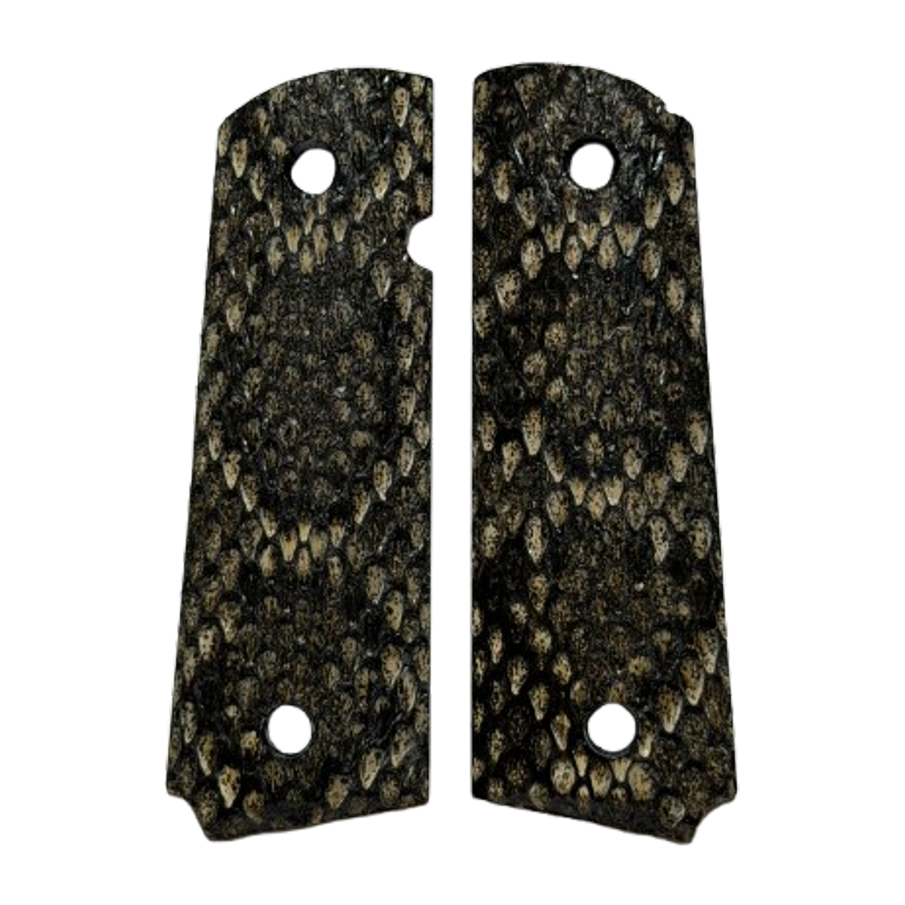 1911 Full size grips - Genuine Rattle Snake Skin - Beveled Bottom - (#2)