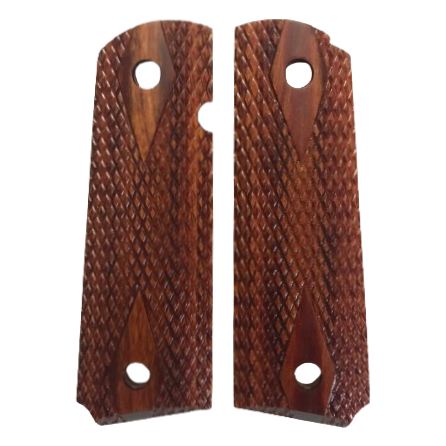 1911 Full size grips - Dymalux Cocobolo - Double Diamond - Beveled Bottom