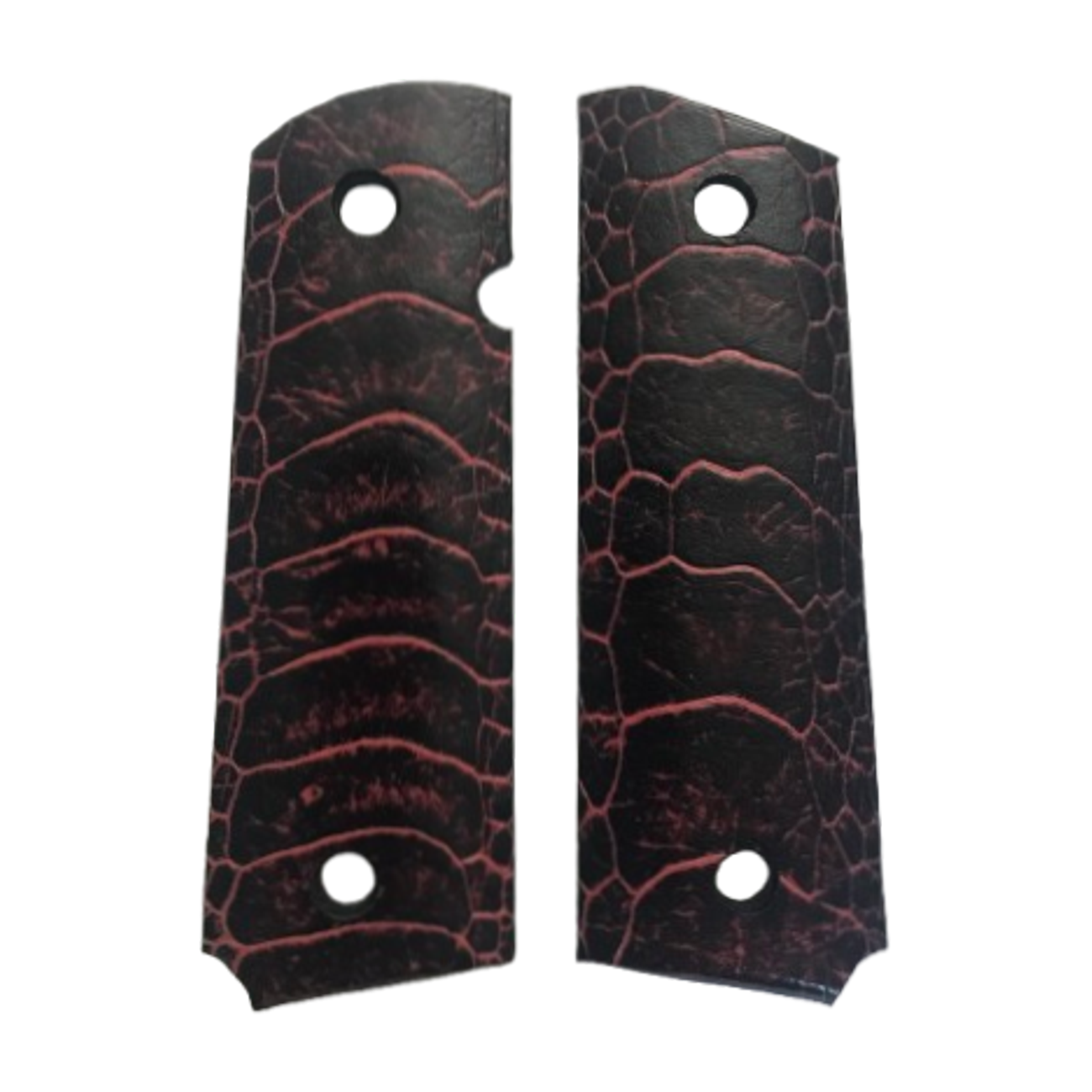 1911 Full size grips - Ostrich Leg - Beveled Bottom - Red