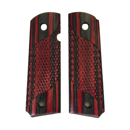 1911 Full size grips - Dymalux AppleJack - Signature Checkering - Beveled Bottom