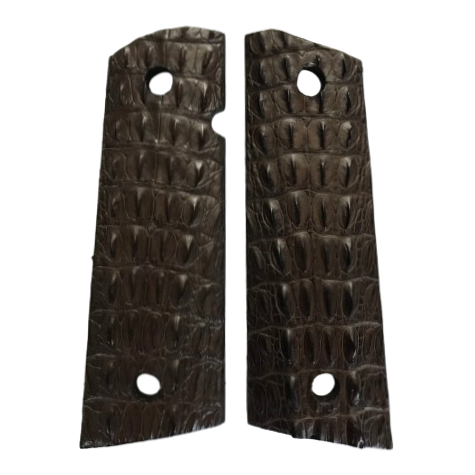 1911 Full size grips - Alligator Ridge Back - Flat Bottom - (Brown)