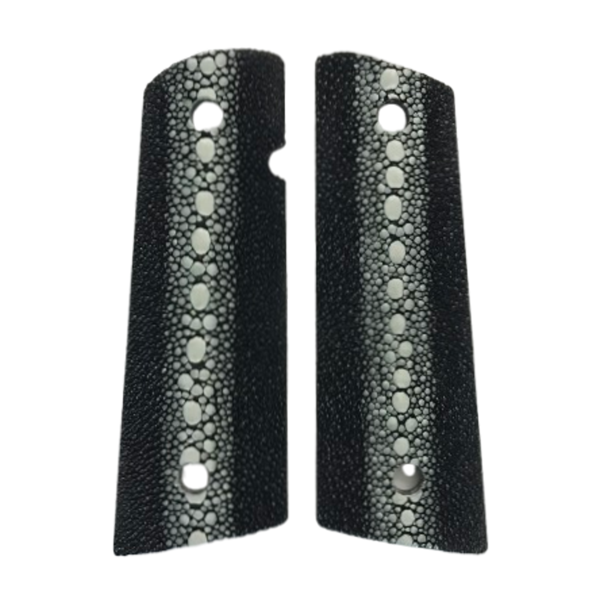 1911 Full size grips - Genuine Row Sting Ray Skin - Flat Bottom - (Black)