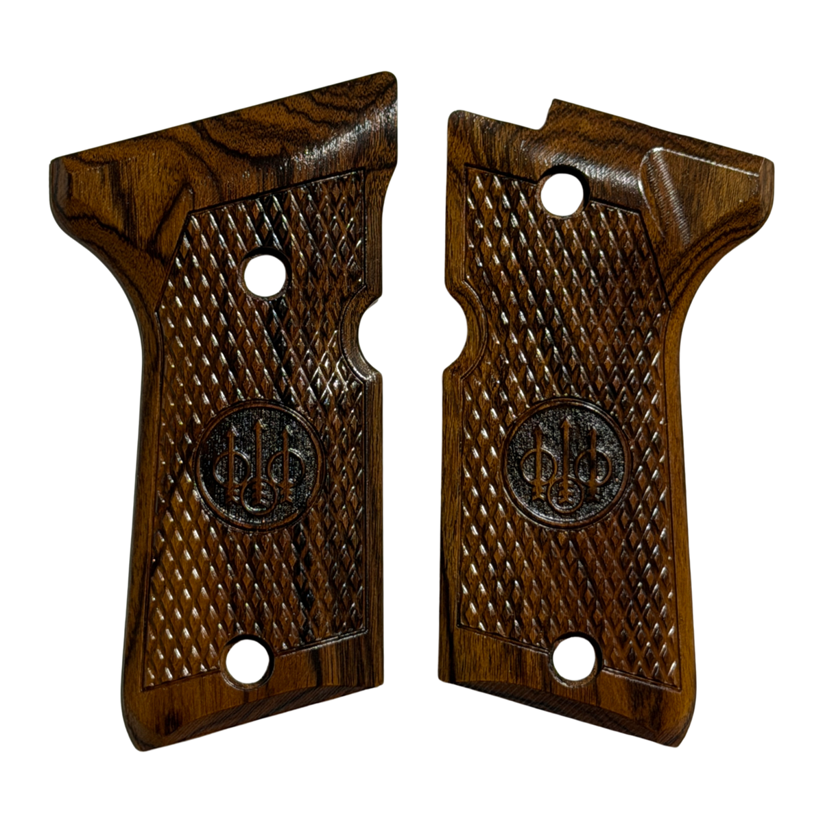 Beretta 92 Compact Size Grips - w/Checkering - w/Logo - Bolivian Rosewood