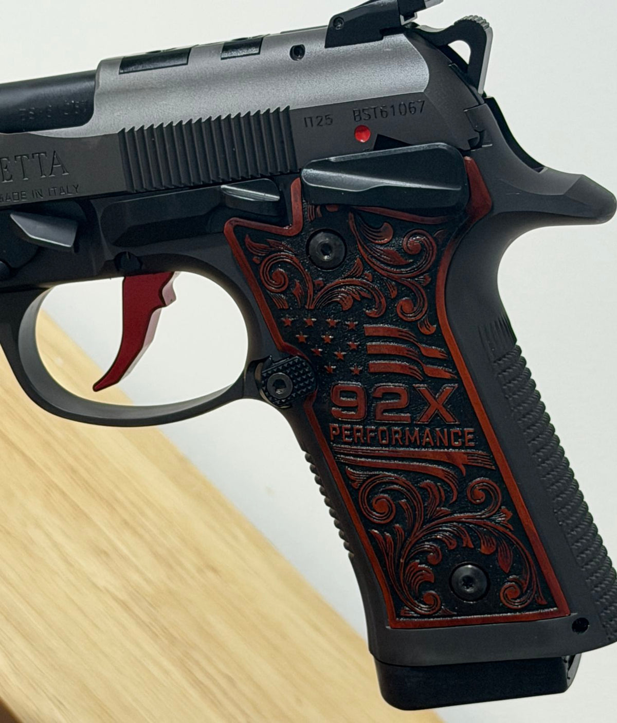 Beretta 92X Performance Grips -Stars and Stripes Theme - Redheart