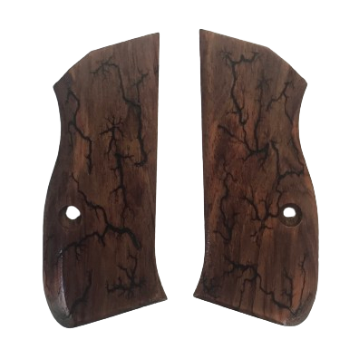 CZ 75 Compact size grips - w/Fractal Burning Pattern - African Rosewood