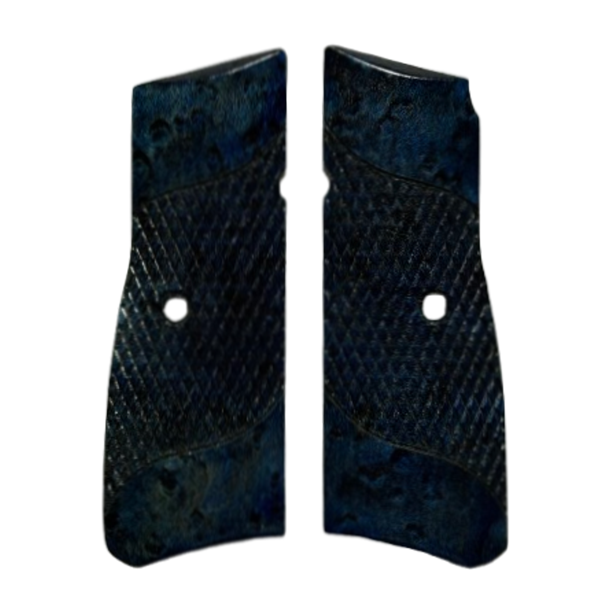 High Power (New FN) Grips - Signature Checkering - Birds Eye Maple, Blue
