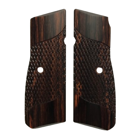 High Power (New FN) Grips - Signature Checkering - Dymalux Dark Rosewood color