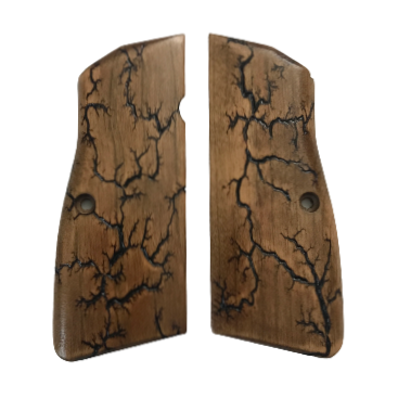 High Power Grips - Cherry Wood, Fractal Burning – Browne Works High Power Grips - Cherry Wood, Fractal Burning – Browne Works