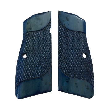 High Power Grips - w/Signature Checkering, Birds Eye Maple, Dyed Blue