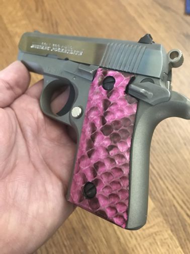 Colt Mustang Pocketlite - Genuine Python Snake Skin - Pink