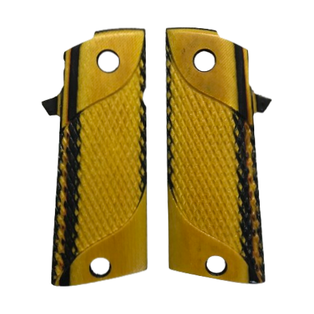 RIA - 1911 Double Stack FS HC Grips - w/MagWell, w/Signature Checkering - Veneer Laminate - BumbleBee