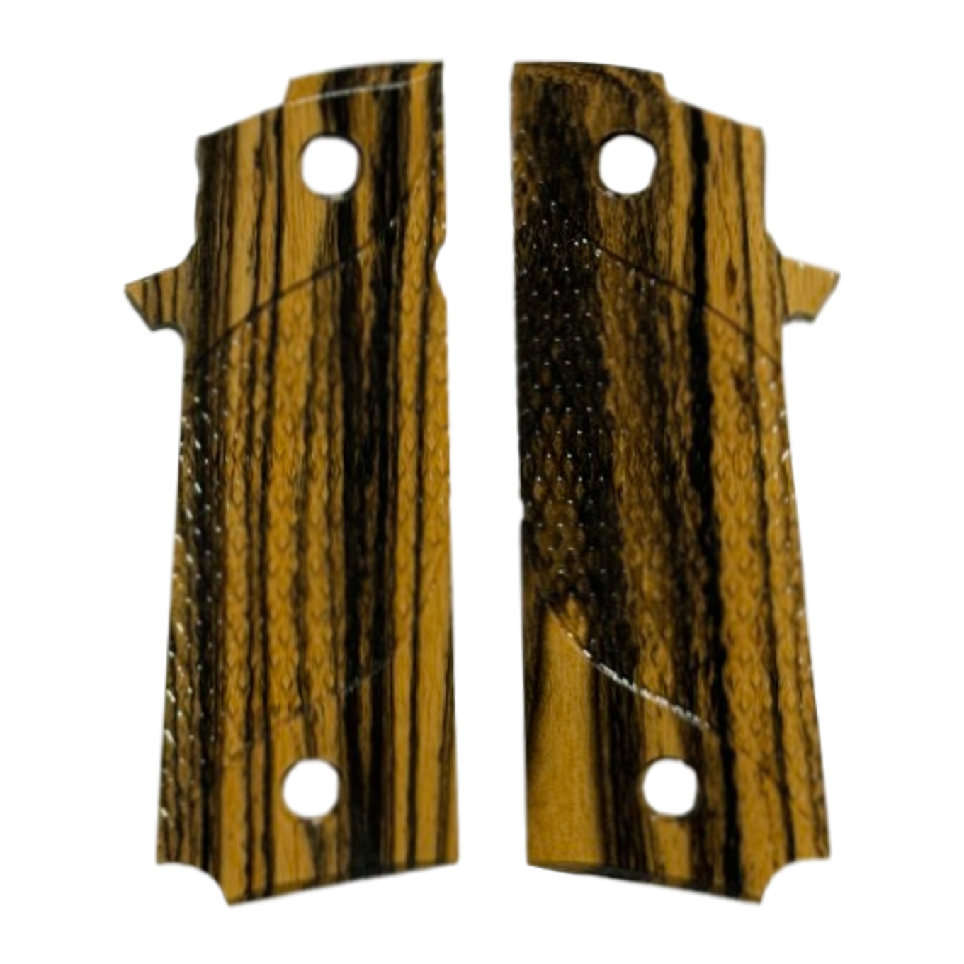 RIA - 1911 Double Stack FS HC Grips - w/NO MagWell, w/Signature Checkering - Black & White Ebony