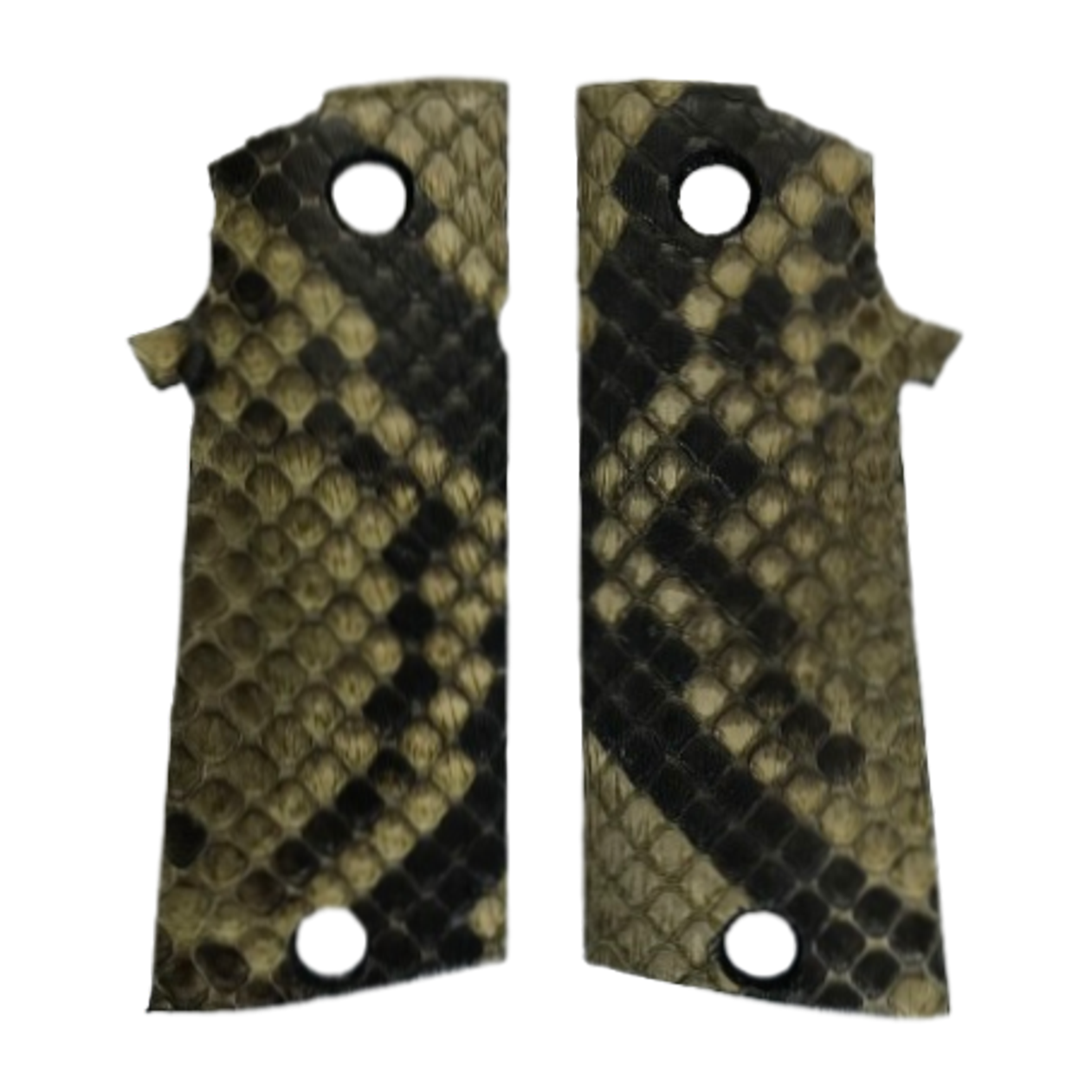 RIA - 1911 Double Stack FS HC Grips - w/MagWell - Genuine Python Snake Skin (Olive Green in color)