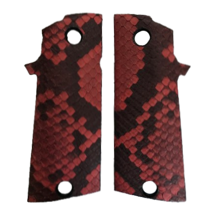 RIA - 1911 Double Stack FS HC Grips - w/MagWell - Genuine Python Snake Skin (Red)