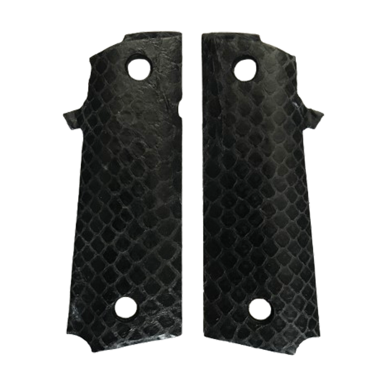 RIA - 1911 Double Stack FS HC Grips - w/NO MagWell - Genuine Python Snake Skin (Black in color)