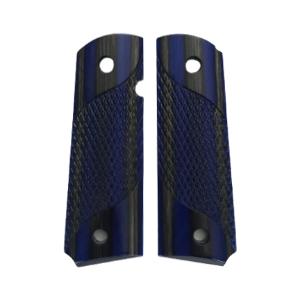 1911 Full size grips - Veneer Laminate - Blue Angel, Signature Checkering - Beveled Bottom