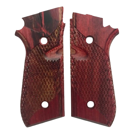 Taurus PT92 Grips - w/Signature Checkering, w/Scoop - Dymalux Cherry Red