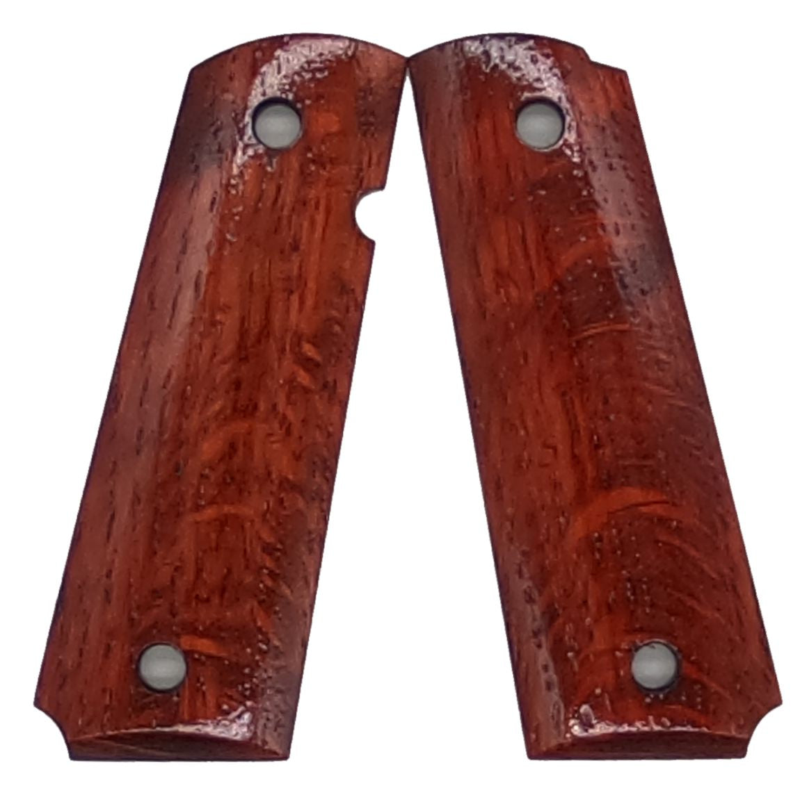 1911 Full size grips - Figured Oak QS, Red - Beveled Bottom