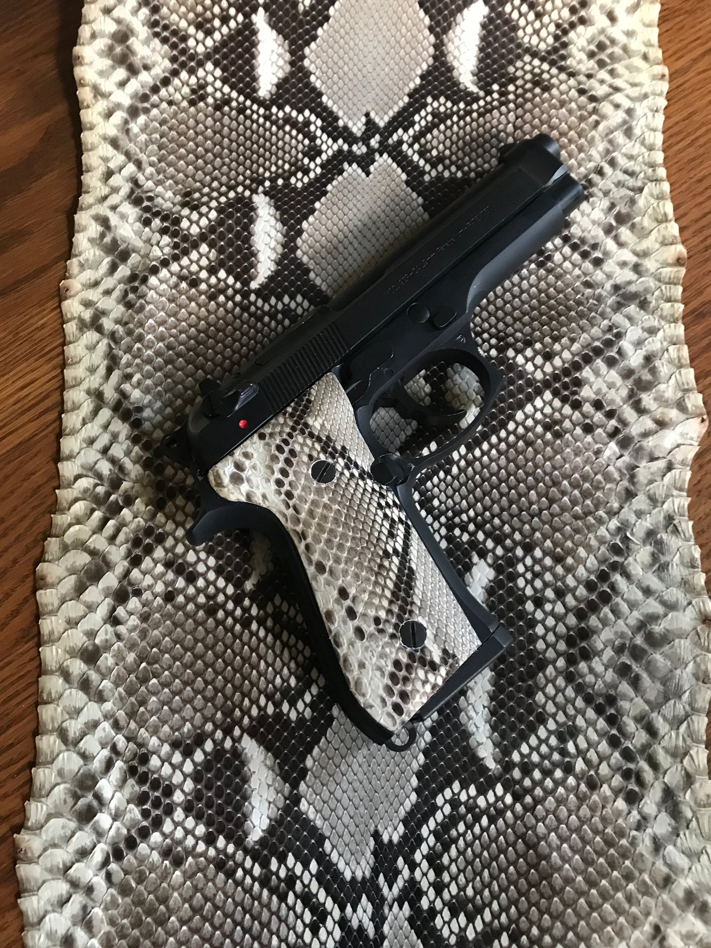 Beretta 92 F Full Size Grips - Genuine Python Snake Skin (Black & White in color)