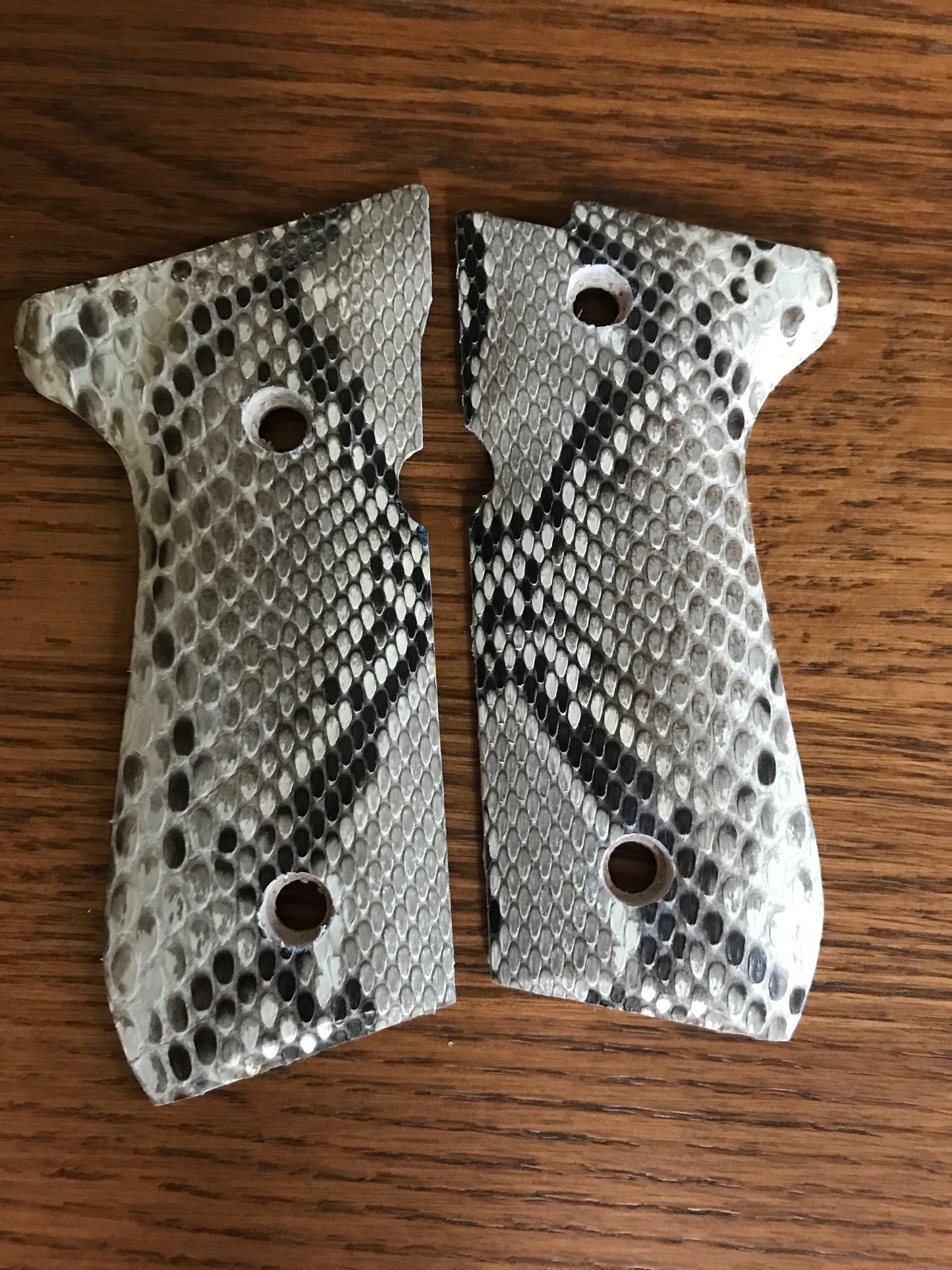 Beretta 92 F Full Size Grips - Genuine Python Snake Skin (Black & White in color)