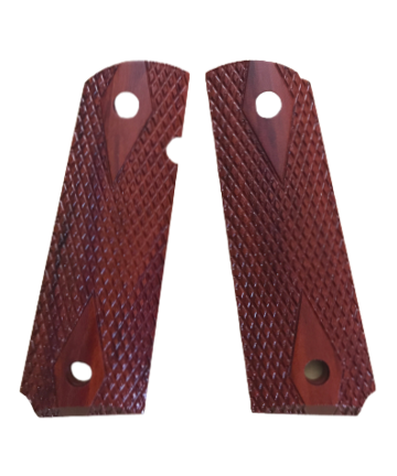 1911 Full size grips - Redheart wood w/Double Diamond - Beveled Bottom