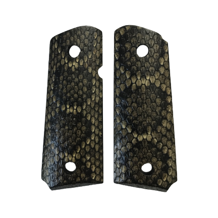 1911 Compact size grips - Genuine Rattle Snake Skin (Black/Grey in color)
