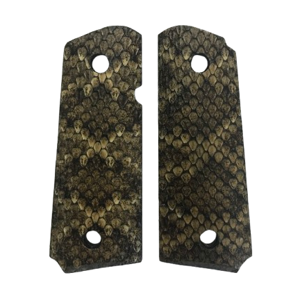 1911 Compact size grips - Genuine Rattle Snake Skin (Black/Grey in color)