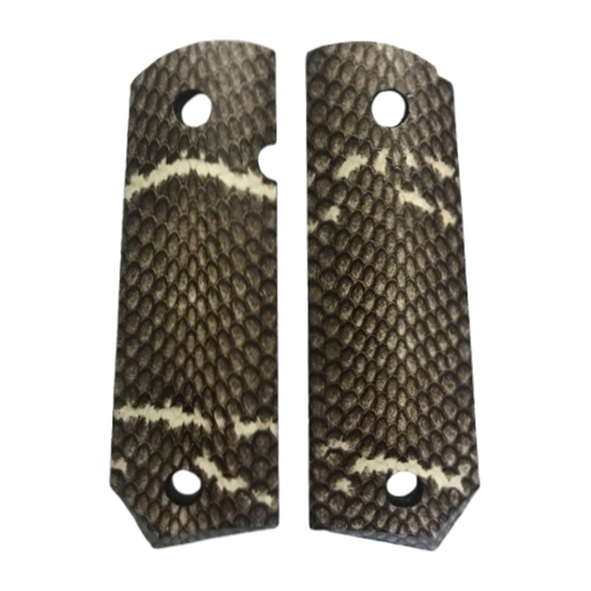 1911 Full size grips - Asian Cobra Snake Skin (Natural color) - Bobtail Bottom 114degree