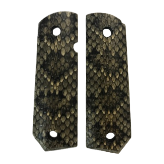 1911 Full size grips - Genuine Rattle Snake Skin - Bobtail Bottom 116deg