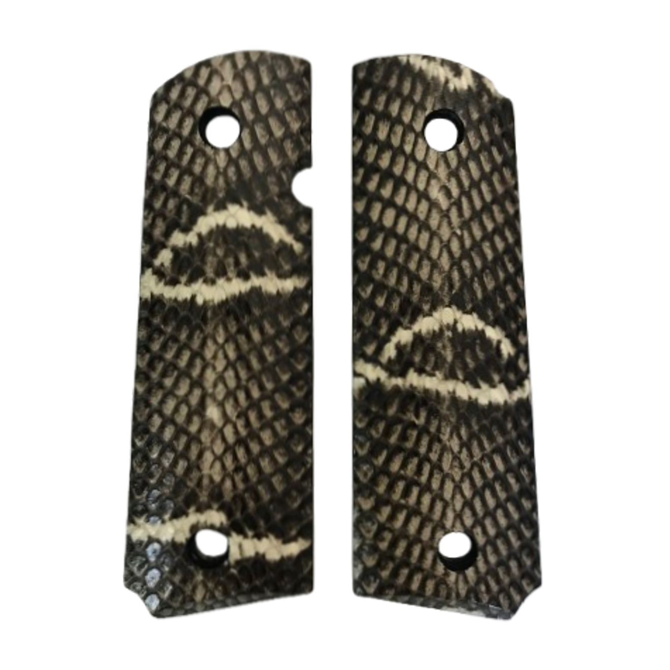 1911 Full size grips - Asian Cobra Snake Skin (Natural color) - Beveled Bottom