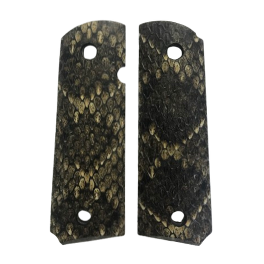 1911 Full size grips - Genuine Rattle Snake Skin - Beveled Bottom (#1)
