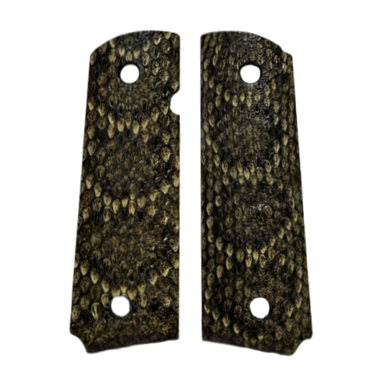 1911 Full size grips - Genuine Rattle Snake Skin - Beveled Bottom (#1)