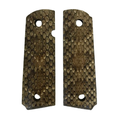 1911 Full size grips - Genuine Rattle Snake Skin - Beveled Bottom (#1)