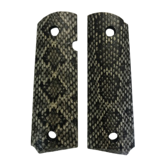 1911 Full size grips - Genuine Rattle Snake Skin - Beveled Bottom (#1)