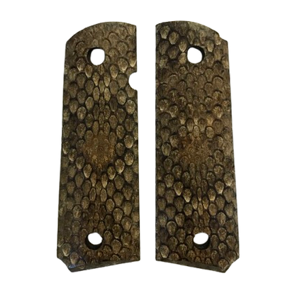 1911 Full size grips - Genuine Rattle Snake Skin - Beveled Bottom (#1)