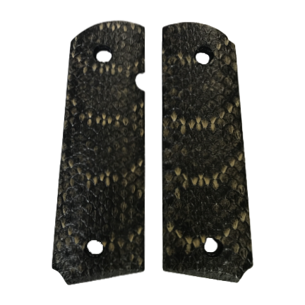 1911 Full size grips - Genuine Rattle Snake Skin - Beveled Bottom - (Grey in color)