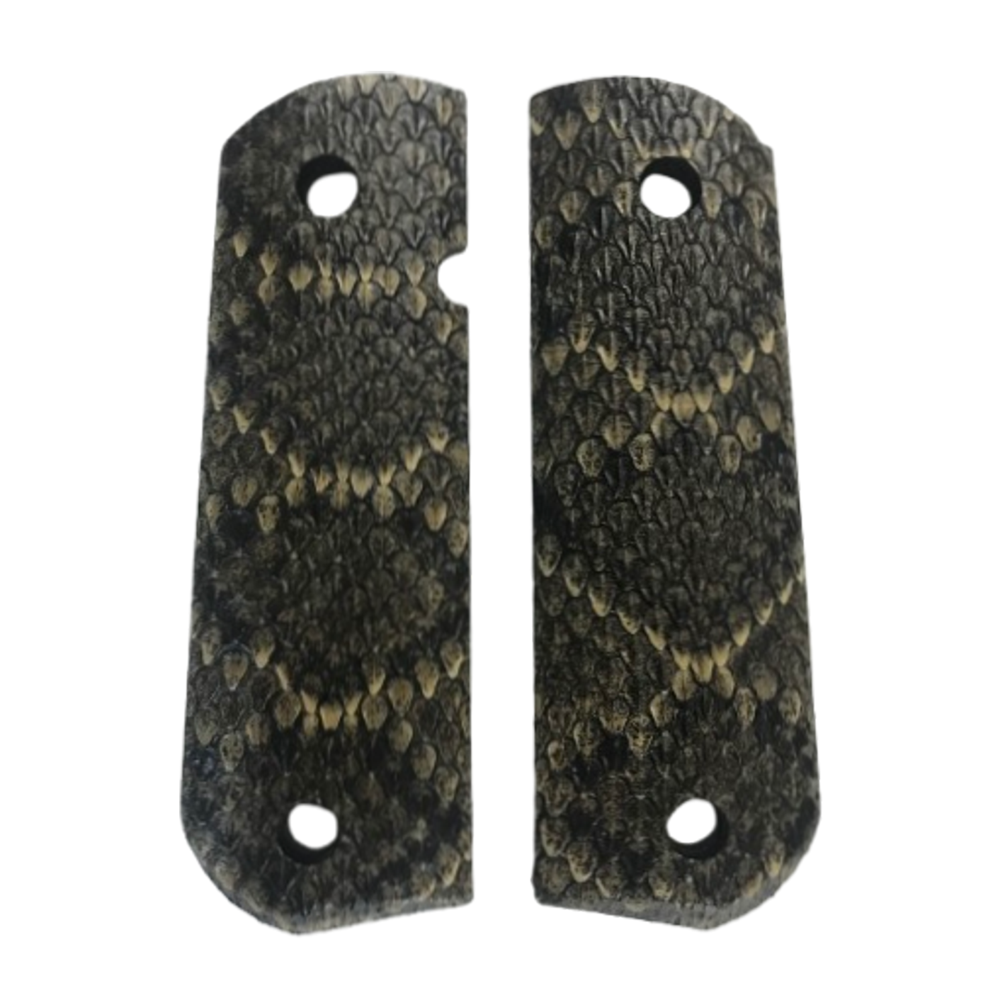 1911 Full size grips - Genuine Rattle Snake Skin - Round Bottom