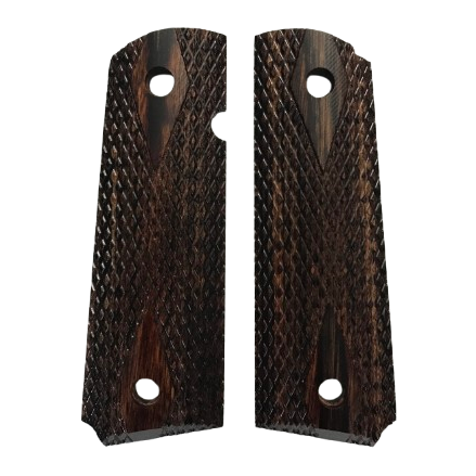 1911 Full size grips - Dymalux Dark Rosewood - Double Diamond - Beveled Bottom