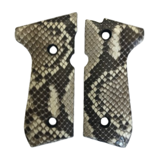 Beretta 92 F Full Size Grips - Genuine Python Snake Skin (Black & White in color)