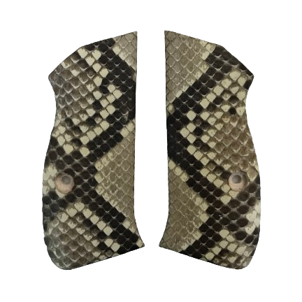 CZ 75 Compact Size Grips - Genuine Python Snake Skin (Black & White in color)
