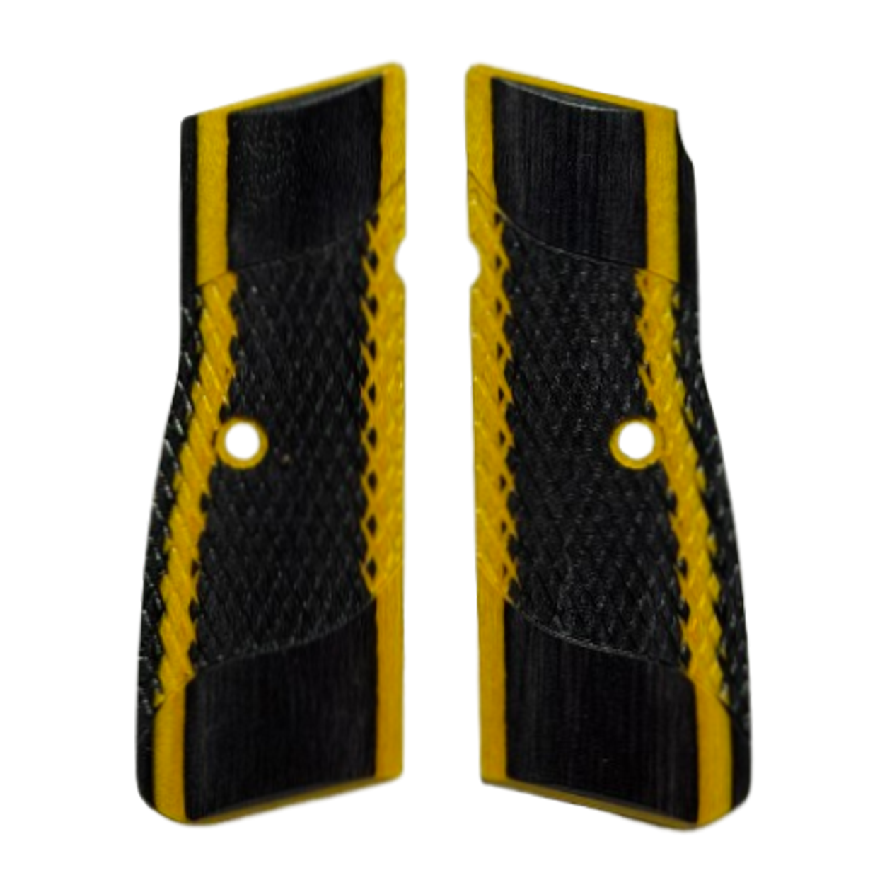High Power (New FN) Grips - Signature Checkering - Laminate - BumbleBee