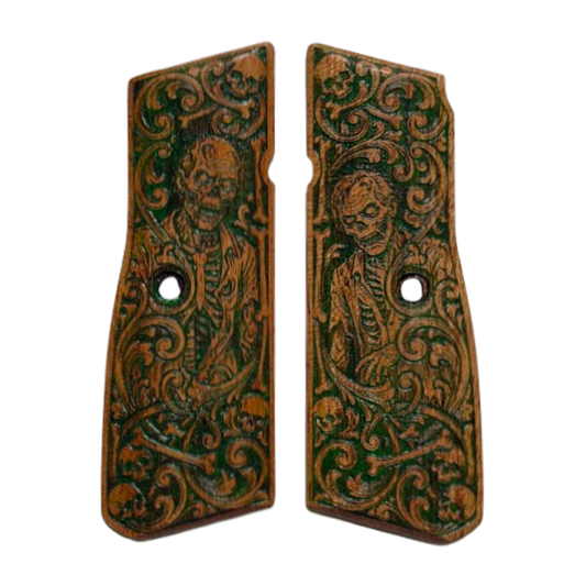 High Power (New FN) Grips - Zombie Theme - African Rosewood - Limited Run