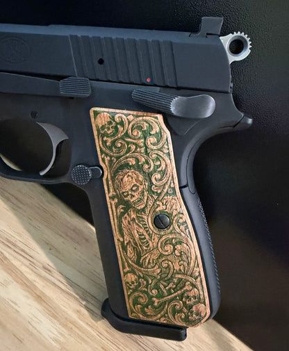 High Power (New FN) Grips - Zombie Theme - African Rosewood - Limited Run