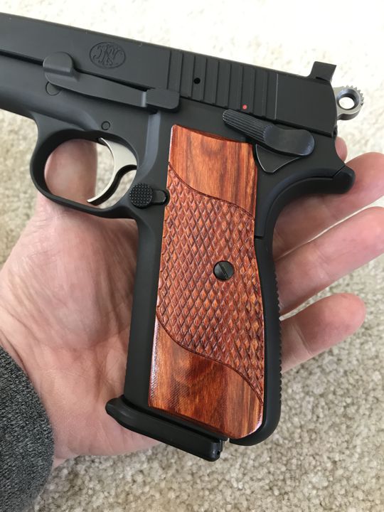 High Power (New FN) Grips - Signature Checkering - Dymalux Cocobolo