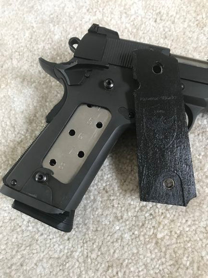 Kimber 1911 Full Size Ambi Grips, Ruby / Charcoal Laminate: MGW Kimber 1911 Full Size Ambi Grips, Ruby / Charcoal Laminate: MGW