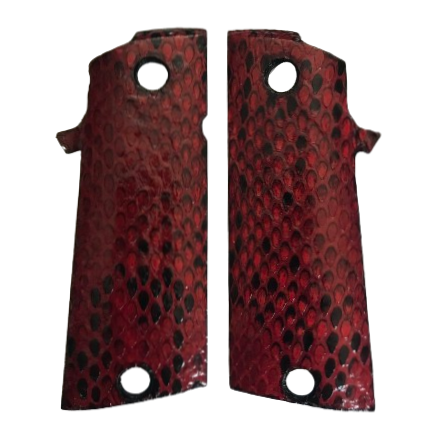 RIA - 1911 Double Stack FS HC Grips - w/MagWell - Genuine Python Snake Skin (Glossy Red)